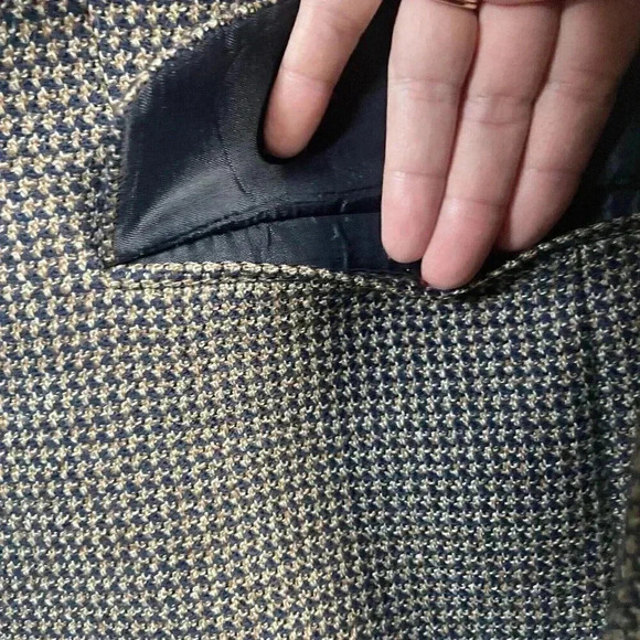 Fiori Men's Suit Jacket Gingham Print 100% Wool Marshall Fields Size 46 Tall - Picture 5 of 11